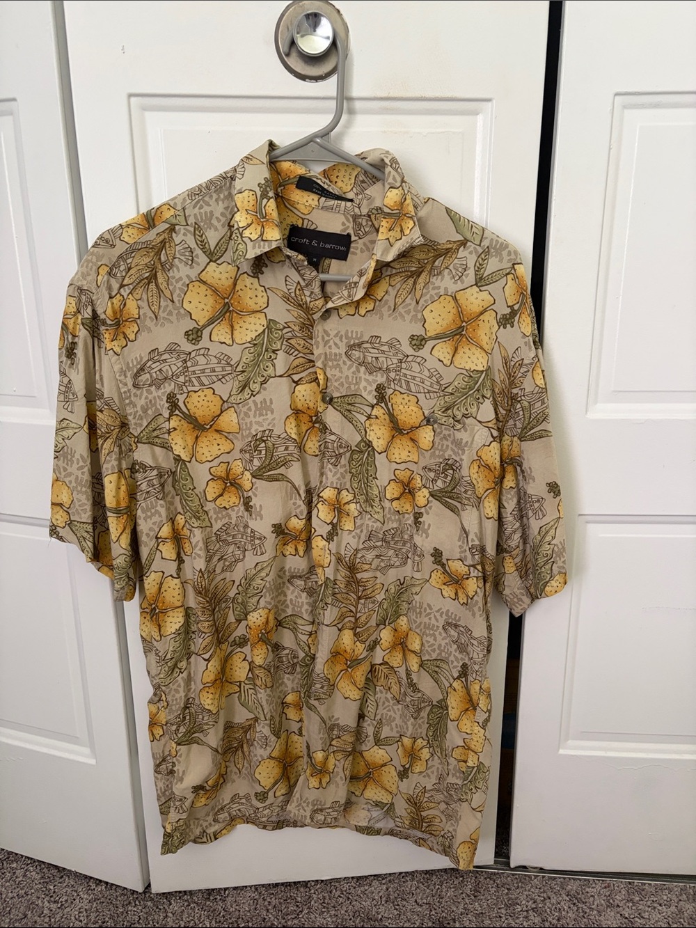 croft & barrow Beige and Yellow Floral Button-Up Shirt